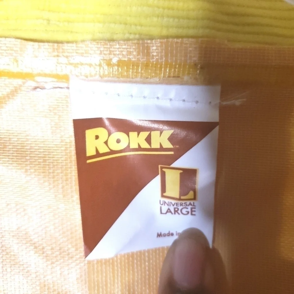 💕5 For $20 Rokk Mens Yellow Rain Jacket Waterproof Sz L (No Hood)